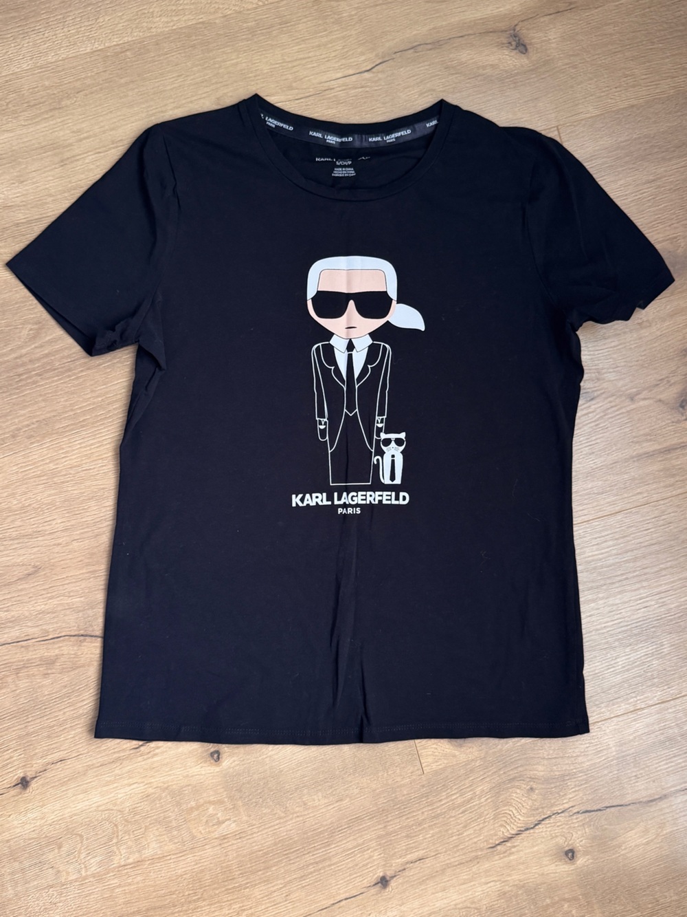 Karl Lagerfeld Black Graphic Tee with Iconic Character
